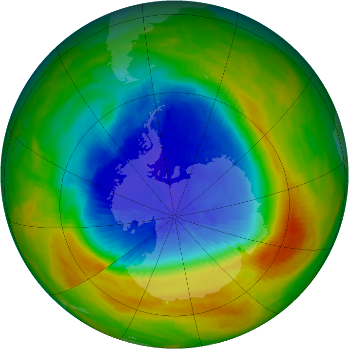 Antarctic ozone map for 28 October 1986